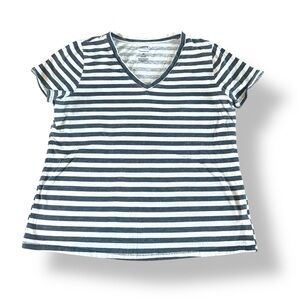 [Sonoma] BOGO $1 White & Gray Striped V-Neck Tee